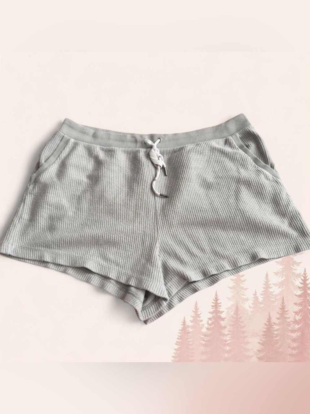 Aerie Waffle Knit Lounge Shorts XXL Light Sage Green Cozy Soft Drawstring
